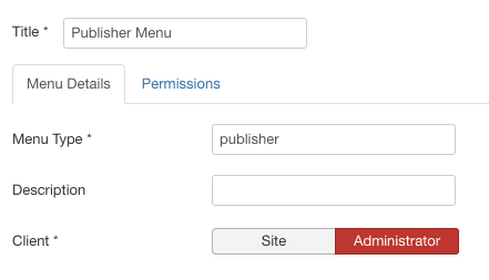 creating admin menus in Joomla