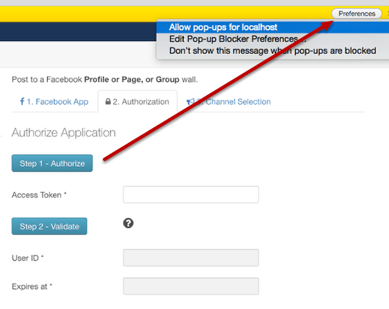 Getting around pop-up blockers when connecting Joomla to Facebook