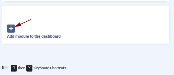 the add module to the dashboard link