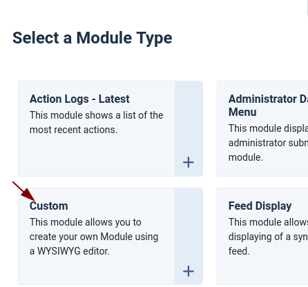 the custom module link