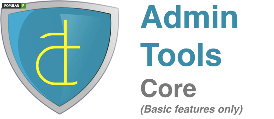 Admin Tools Core logo that has a shield on it