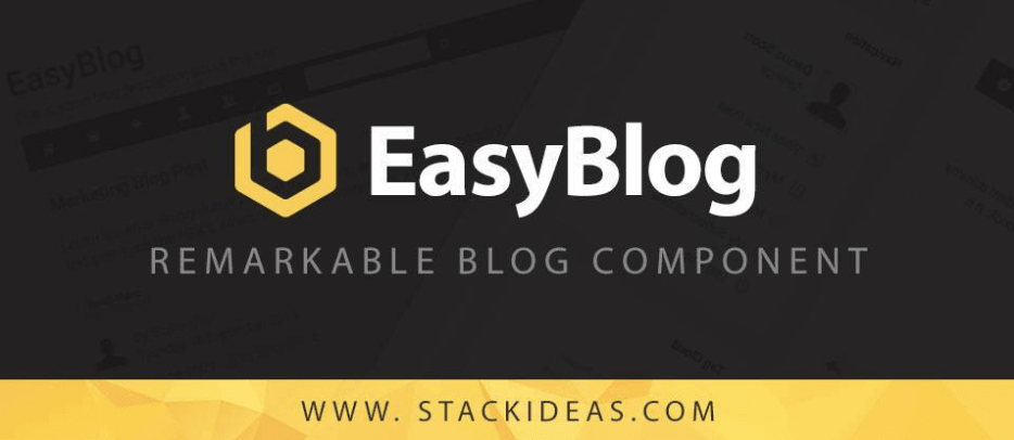 EasyBlog logo with an equilateral hexagon with a circle in it