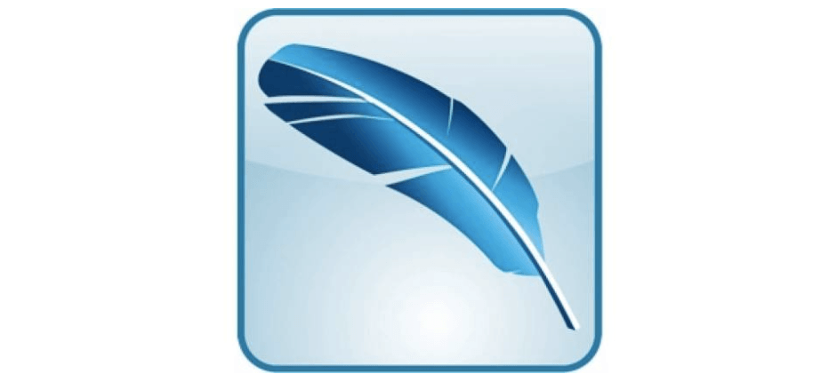 JCE logo that's a blue feather - perhaps symbolizing a feather ink pen