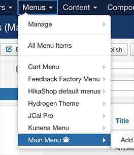 Create a new Joomla menu item