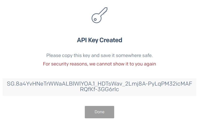 api key created