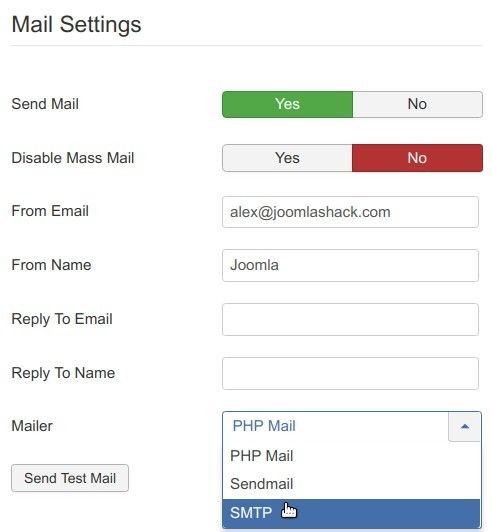 click php mail and click smtp