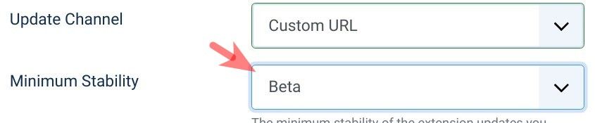 set minimum stability to beta