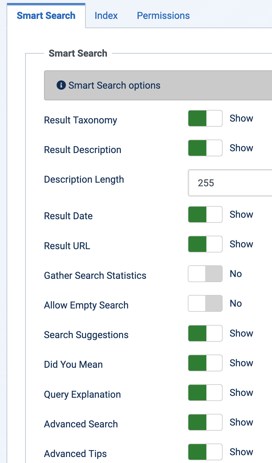 smart search options