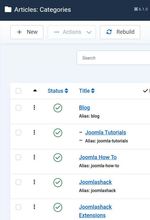 Joomla Categories