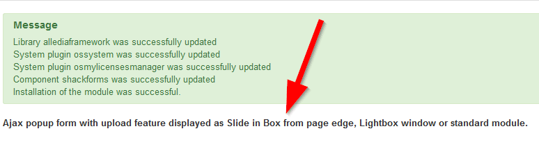 Extension description during Joomla install