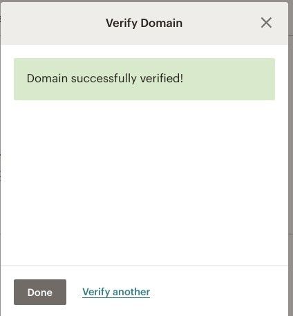 domain successfully verified