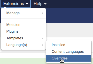 go to extensions languages overrides