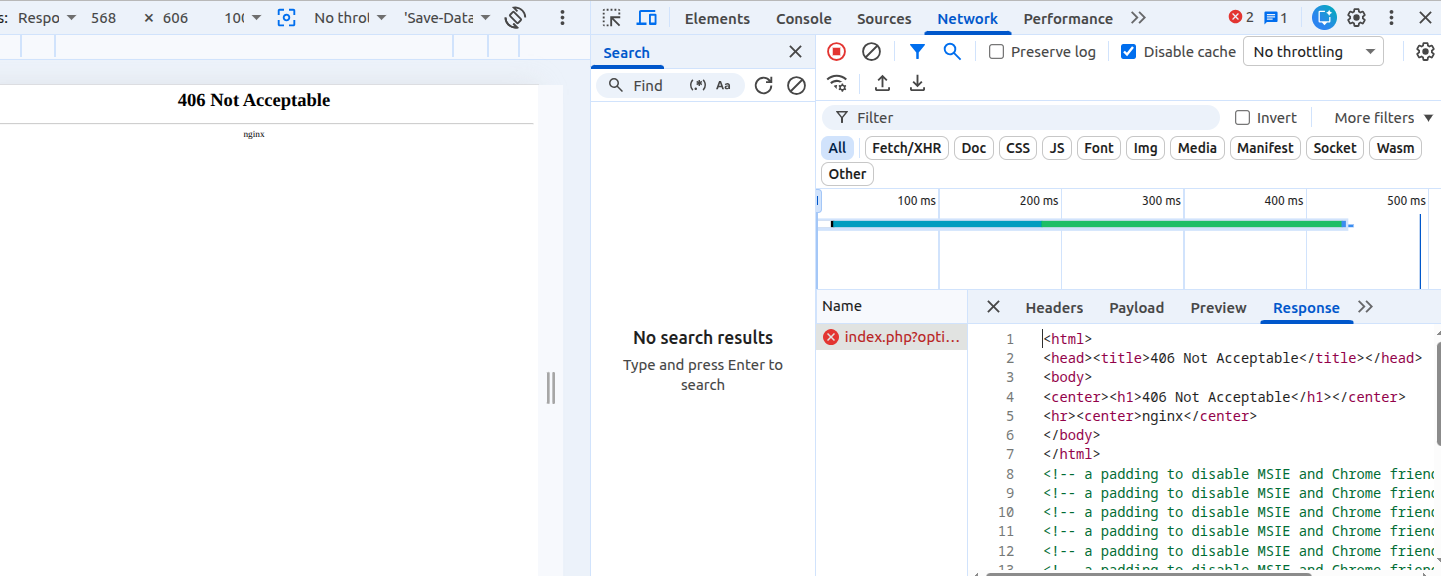 the response tab