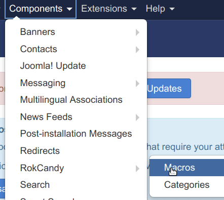 Go to components then rokcandy then macros