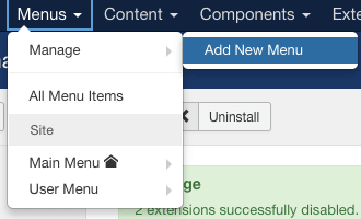 Go to 'Menus', 'Manage', and then 'Add New Menu'