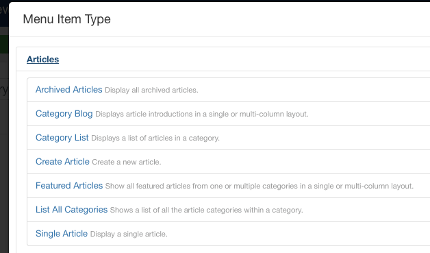 Click Select and then the Articles slider
