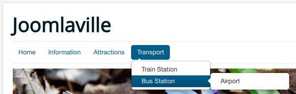 if you edit your Airport article and choose 'Bus Station' as the parent item, this is what you'll see