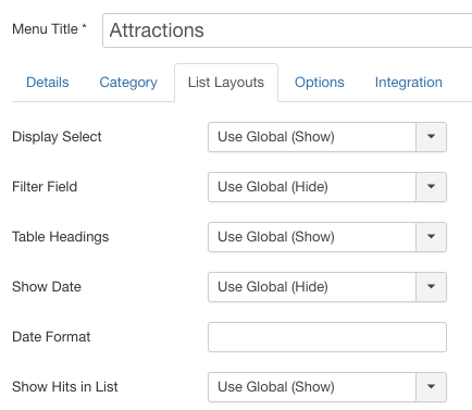 The 'List Layouts' tab will allow you to enable and disable features