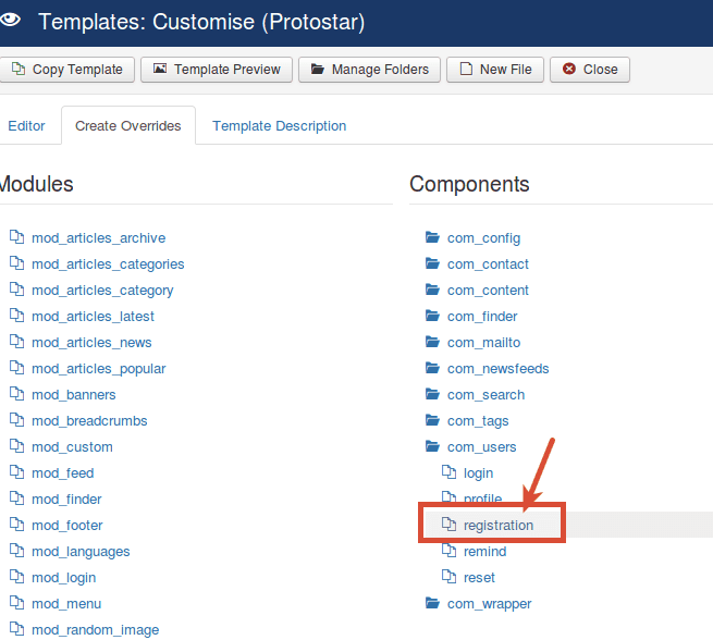 Creating a Joomla template override