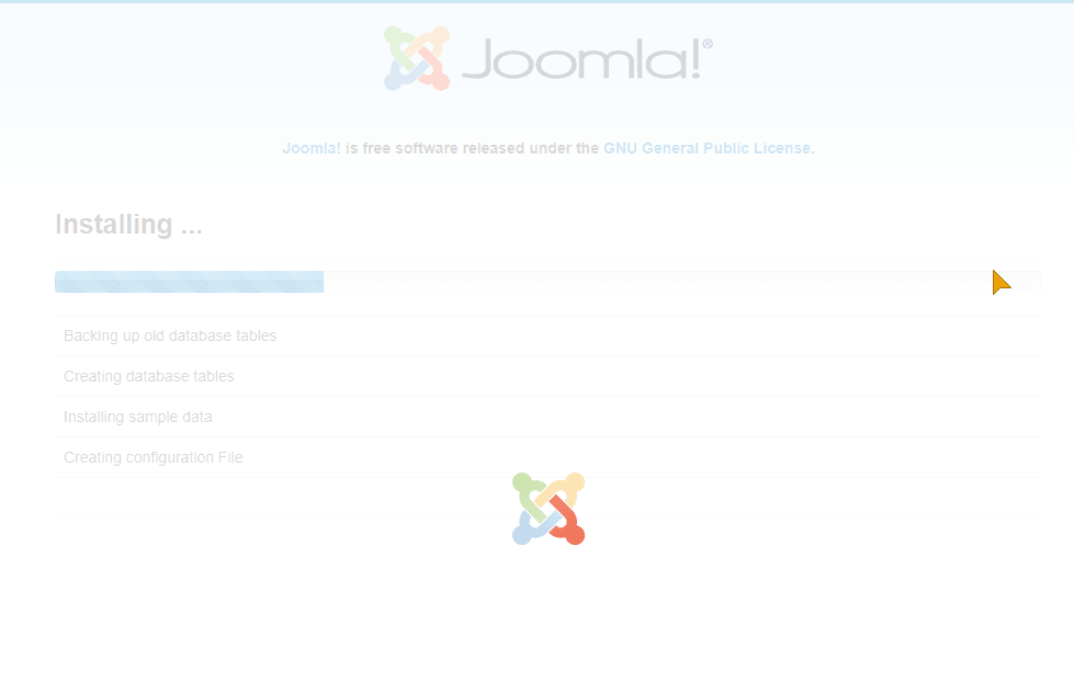 13 joomla installation progres screen