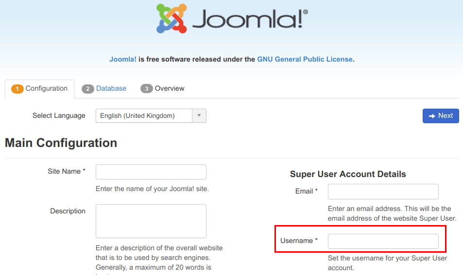 admin username