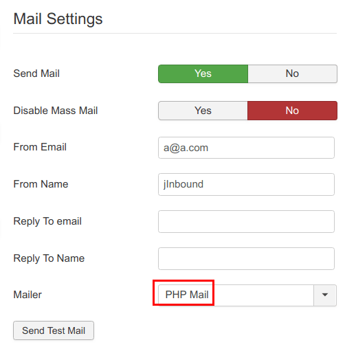 Mail settings by default