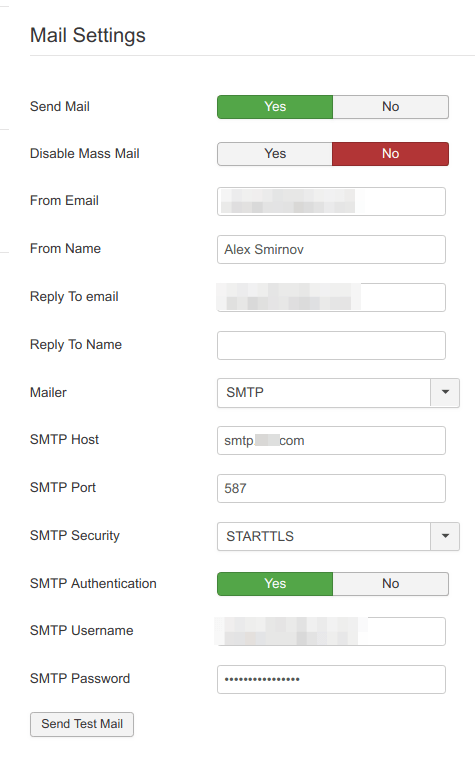 Mailing settings