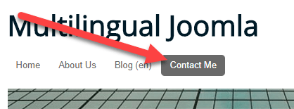 Go to the front of your site. You will now have an English version of the Contact Me menu link