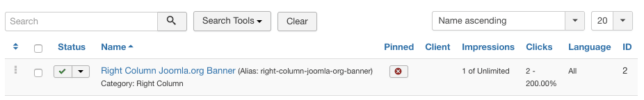 You'll see that Joomla has started to track both the impressions and the click for this banner