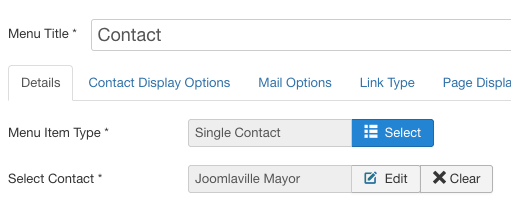 Select Contact: Joomlaville Mayor