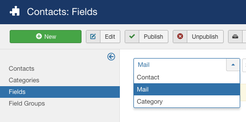 Again, choose Mail in the dropdown menu