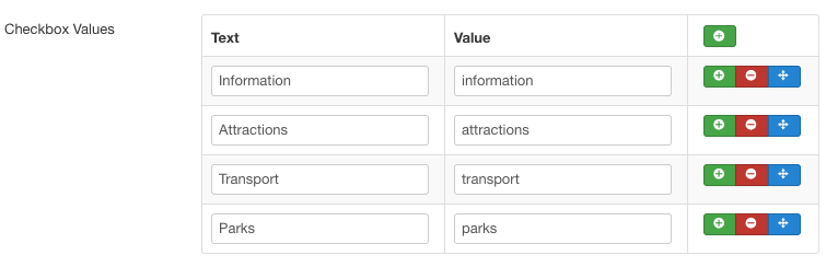 Checkbox Values: Enter topics that people might be contacting you about