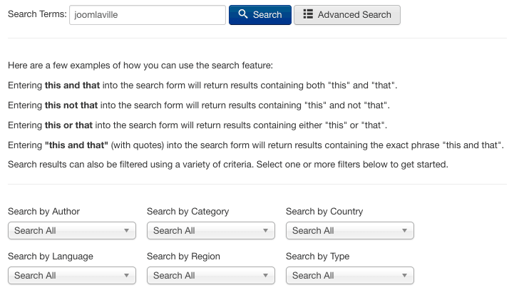 As shown in the image, you’ll see that you can search by Author, by Category, and by multiple other filters