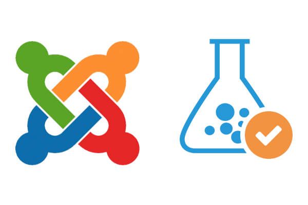 Joomla logo and a vial