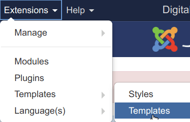 Go to extensions templates templates