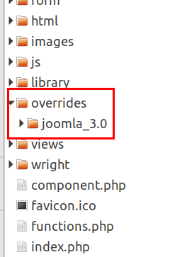 The joomla_3.0 folder inside the overrides folder