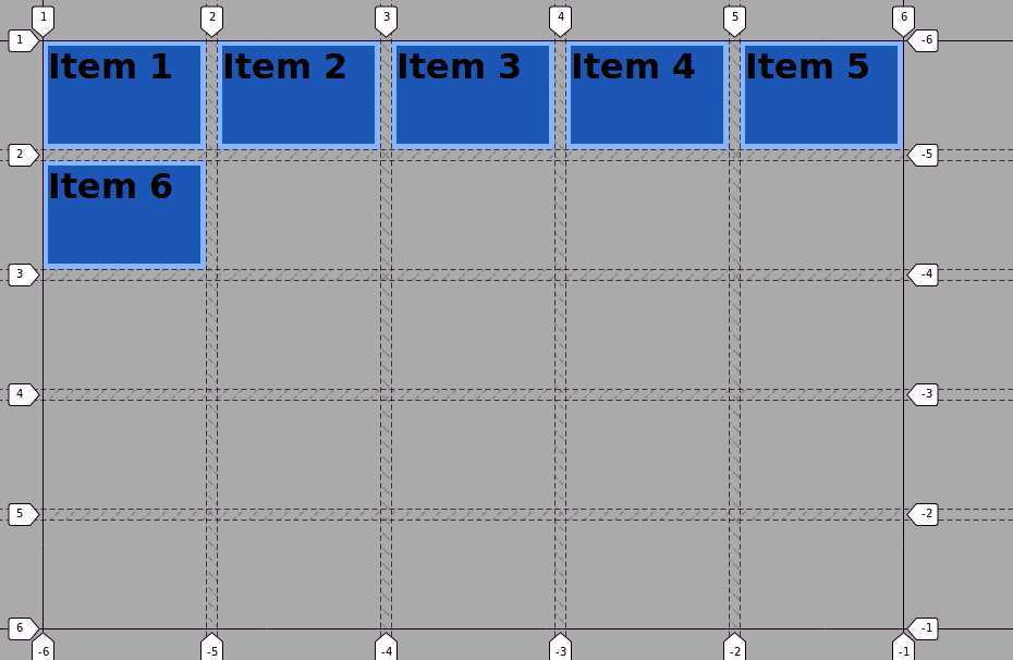 Create a grid with 5 columns and 5 rows