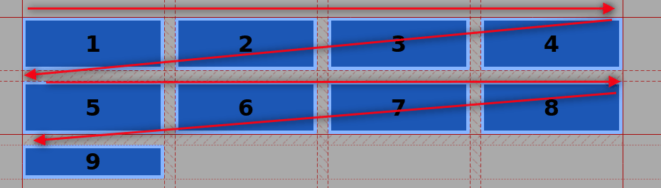 Items flow from left to right and wrap over to the next row