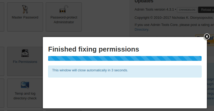 Fixing permissions progress bar