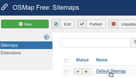 click on your sitemap name