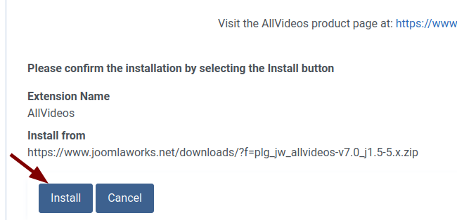 the final install button