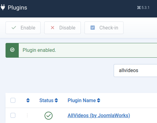 the green checkmark and confirmation message