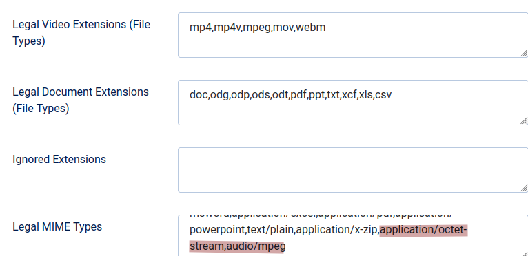 new mime type added