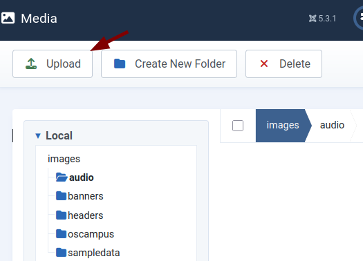 the upload button