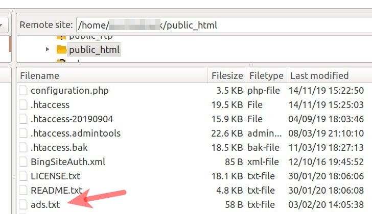 ads txt file ftped