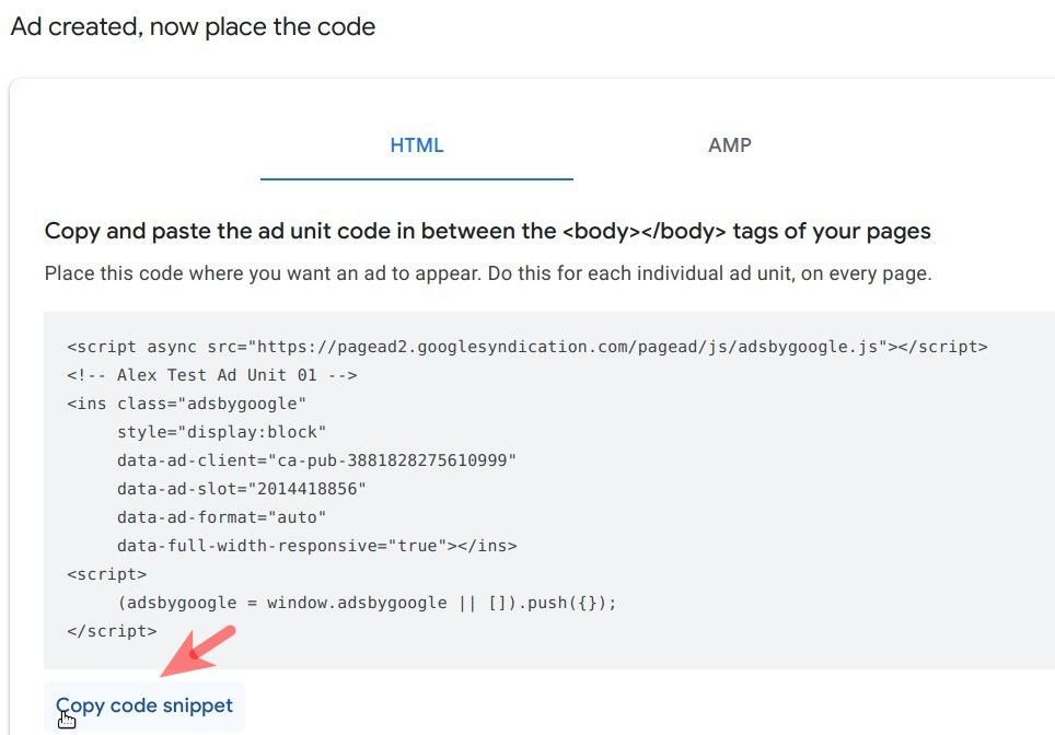 click copy code snippet