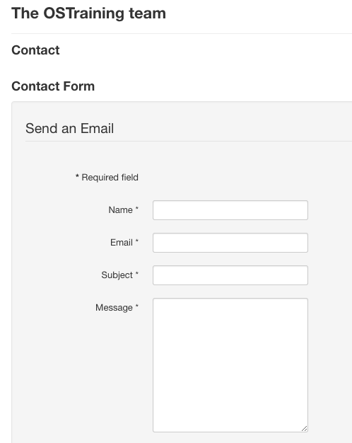 completed Joomla contact form