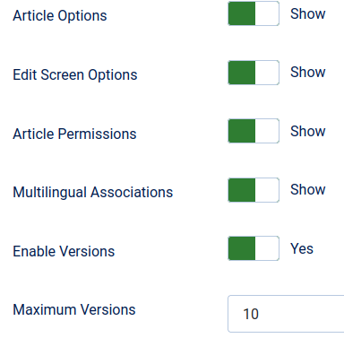 the enable versions parameter
