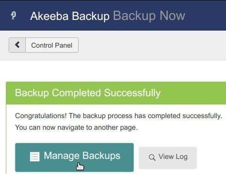 click manage backups