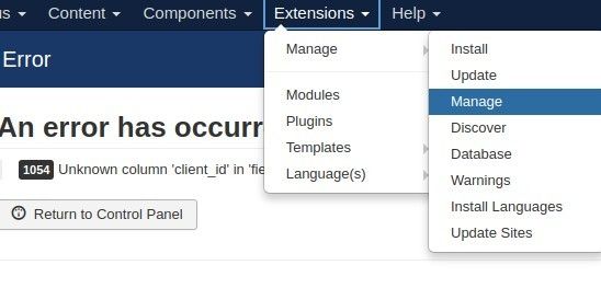 manage Joomla menus